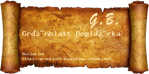 Grünblatt Boglárka névjegykártya